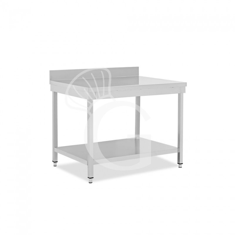 Tavolo inox 1 ripiano alzatina L 800 mm x P 600 mm x H 950 mm