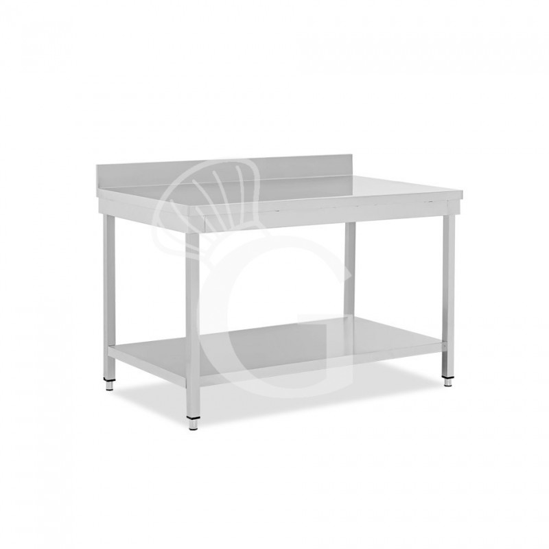Tavolo inox 1 ripiano alzatina L 1400 mm x P 600 mm x H 965 mm