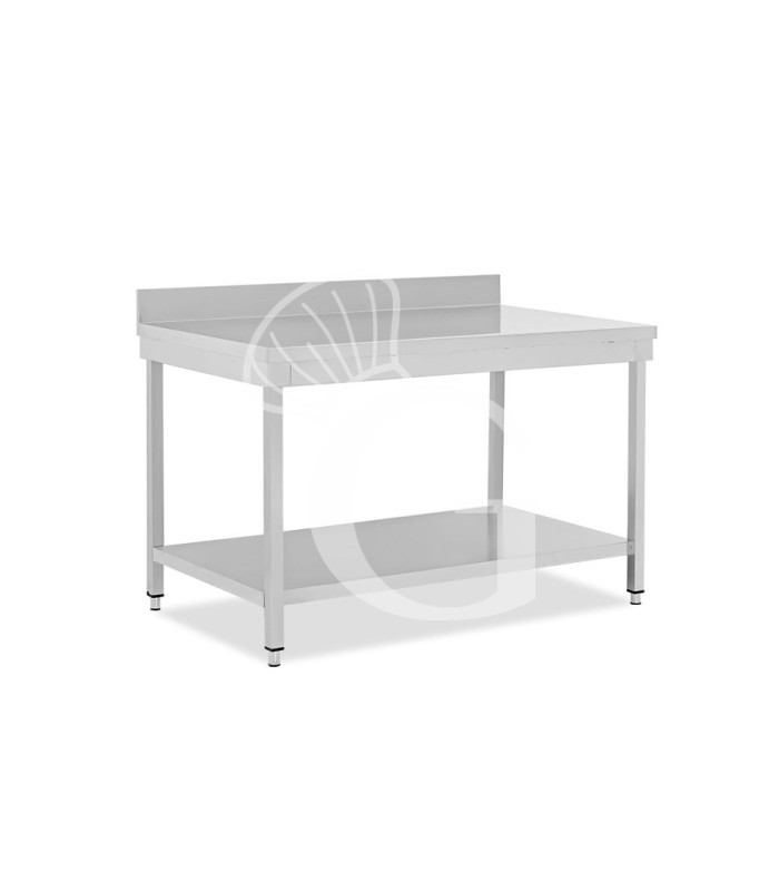 Tavolo inox 1 ripiano alzatina L 1400 mm x P 700 mm x H 965 mm