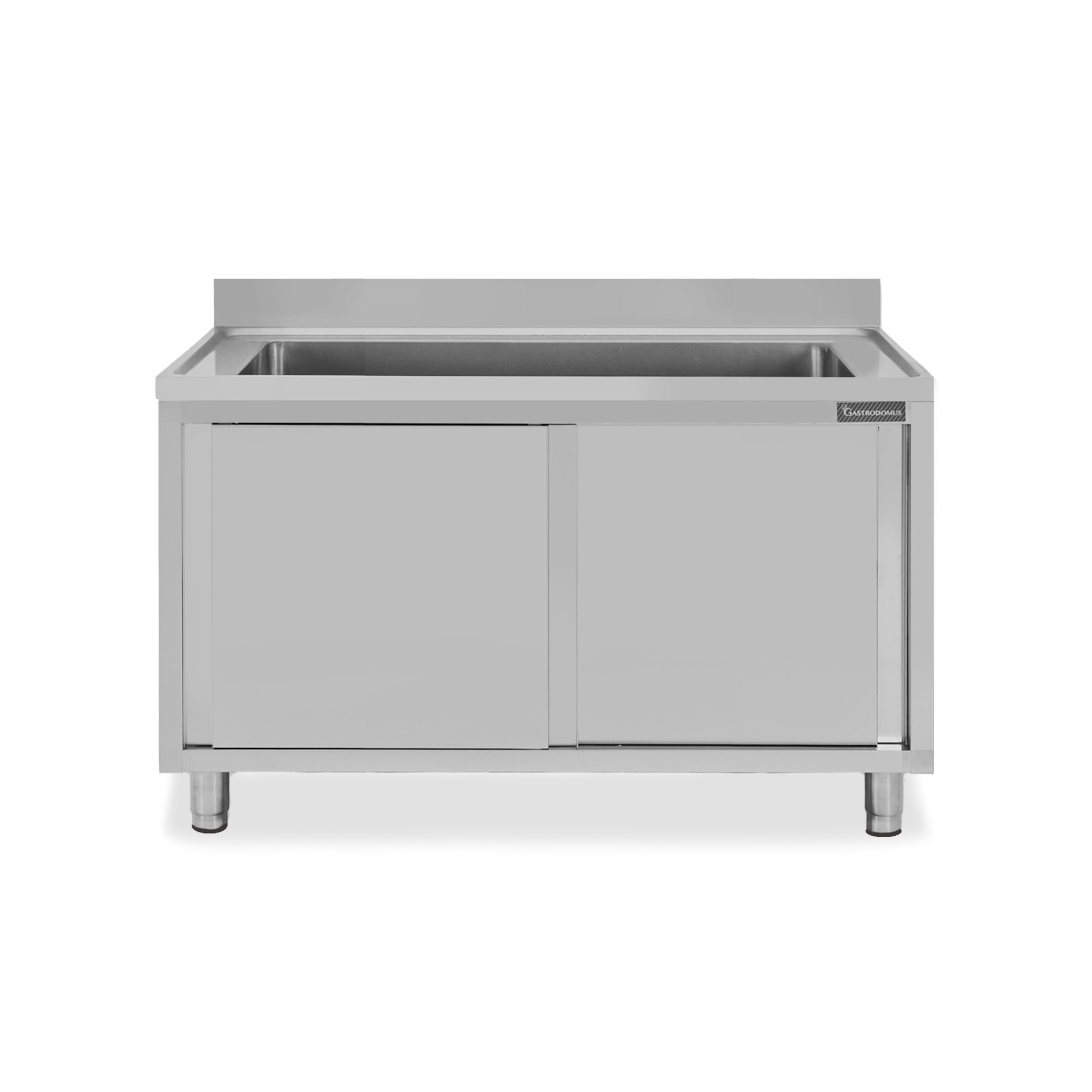 Lavapentole acciaio,porte scorrevoli,alzatina,1 vasca, L 1200 x P 600 x H 950 mm