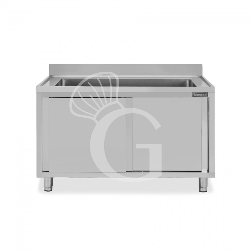 Lavapentole acciaio,porte scorrevoli,alzatina,1 vasca, L 1200 x P 700 x H 950 mm Lavapentole acciaio,porte scorrevoli,alzatina,1 vasca, L 1200 x P 700 x H 950 mm