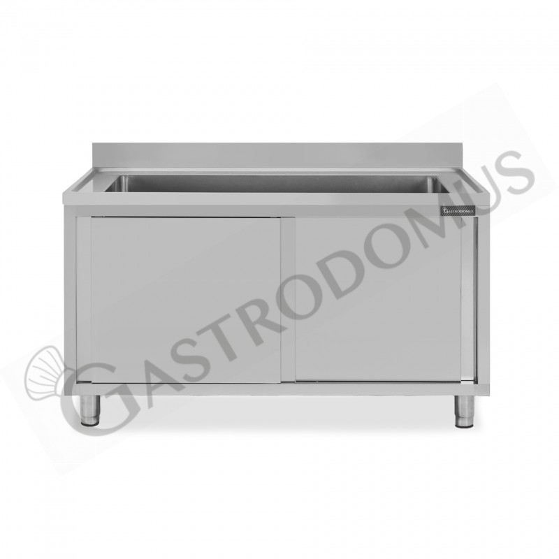 Lavapentole acciaio,porte scorrevoli,alzatina,1 vasca, L 1400 x P 700 x H 950 mm Lavapentole acciaio,porte scorrevoli,alzatina,1 vasca, L 1400 x P 700 x H 950 mm