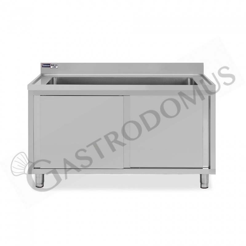 Lavapentole armadiato in acciaio inox,porte scorrevoli,alzatina,1 vasca, L 1700 x P 700 x H 965 mm - con foro rubinetto Ø 32 mm Lavapentole armadiato in acciaio inox,porte scorrevoli,alzatina,1 vasca, L 1700 x P 700 x H 965 mm - con foro rubinetto Ø 32 mm