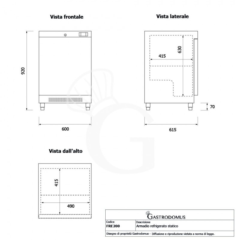 Armadio Refrigerato Statico temperatura -2°C/+8°C 103 LT