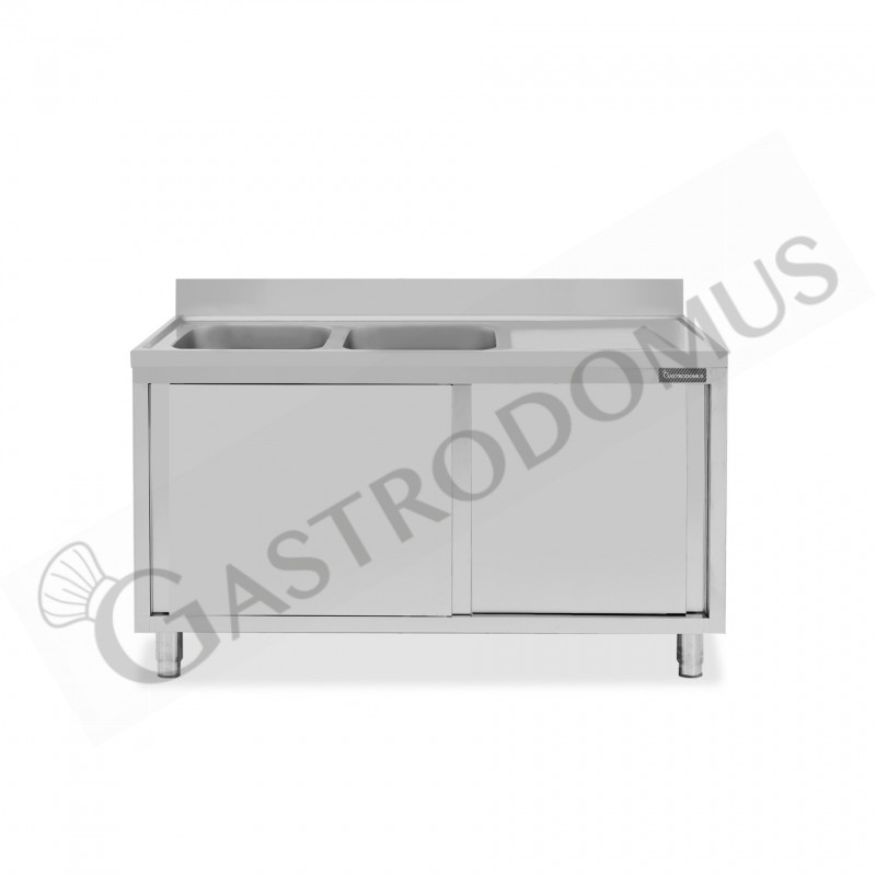 Lavello armadiato con porte scorrevoli,2 vasche,gocciolatoio a destra,L 1500 x P 700 x H 950 mm Lavello armadiato con porte scorrevoli,2 vasche,gocciolatoio a destra,L 1500 x P 700 x H 950 mm