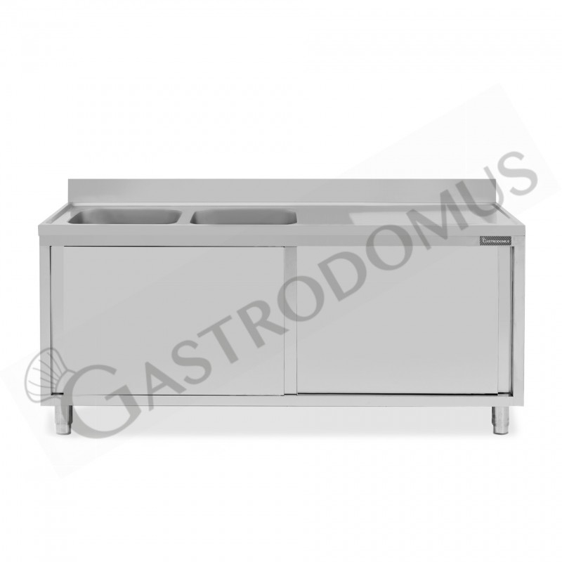Lavello armadiato con porte scorrevoli,2 vasche,gocciolatoio a destra,L 2000 x P 700 x H 950 mm Lavello armadiato con porte scorrevoli,2 vasche,gocciolatoio a destra,L 2000 x P 700 x H 950 mm
