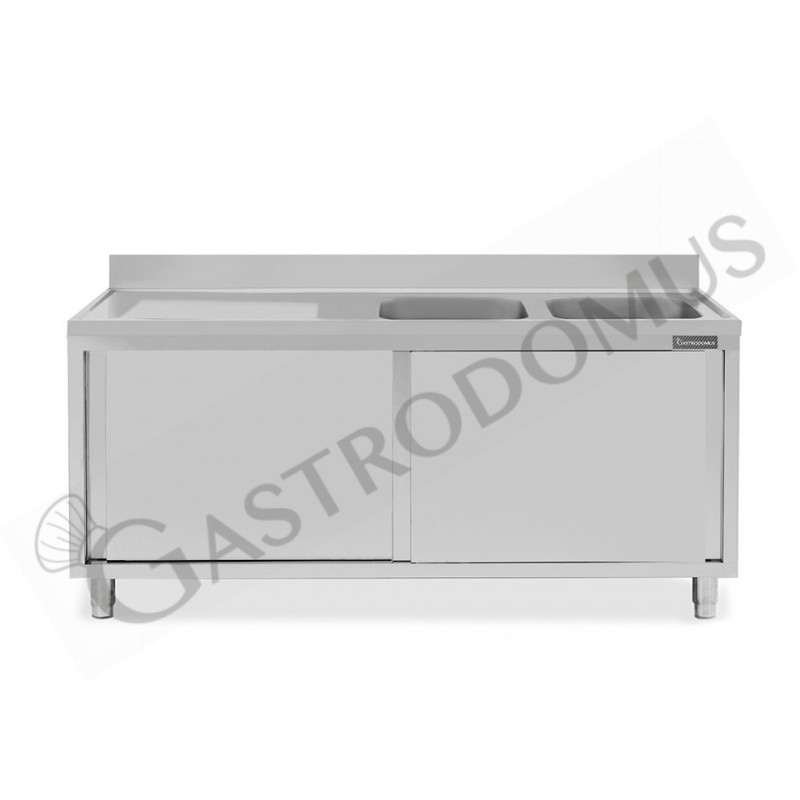 Lavello armadiato con porte scorrevoli,2 vasche,gocciolatoio a sinistra,L 2000 x P 700 x H 950 mm Lavello armadiato con porte scorrevoli,2 vasche,gocciolatoio a sinistra,L 2000 x P 700 x H 950 mm