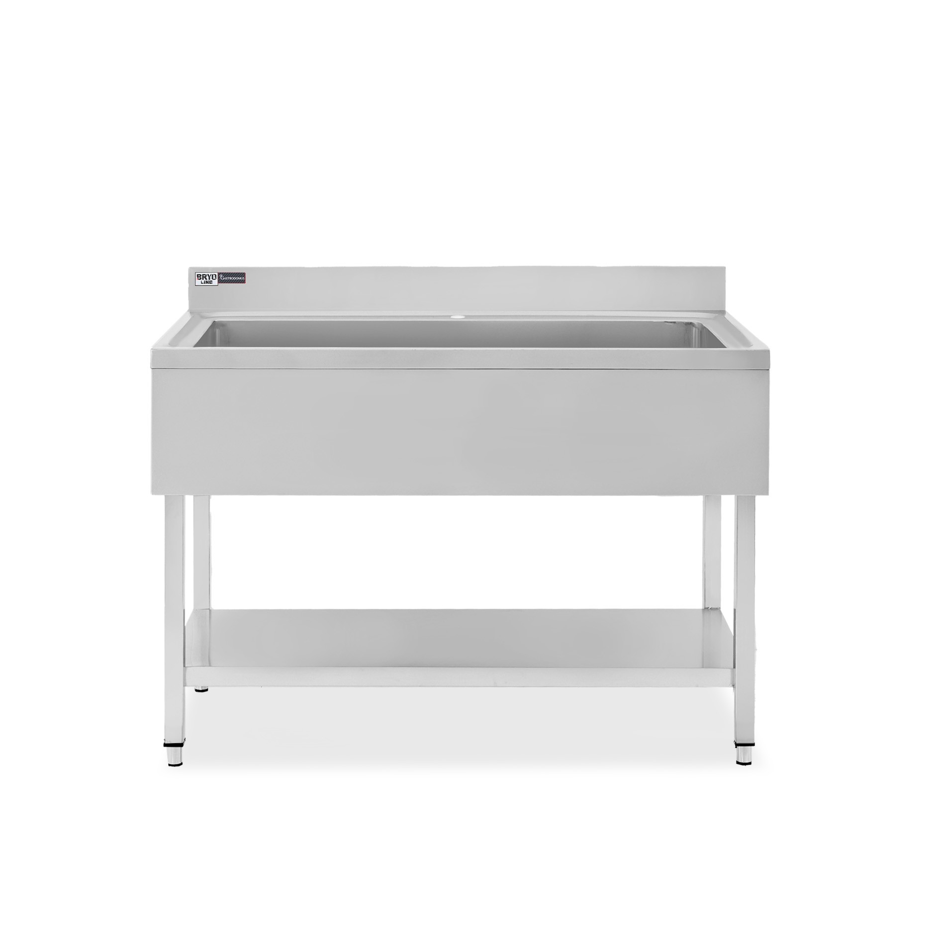 Lavapentole acciaio, 1 ripiano, alzatina, 1 vasca, L 1000 x P 600 x H 965 mm - con foro rubinetto Ø 32 mm