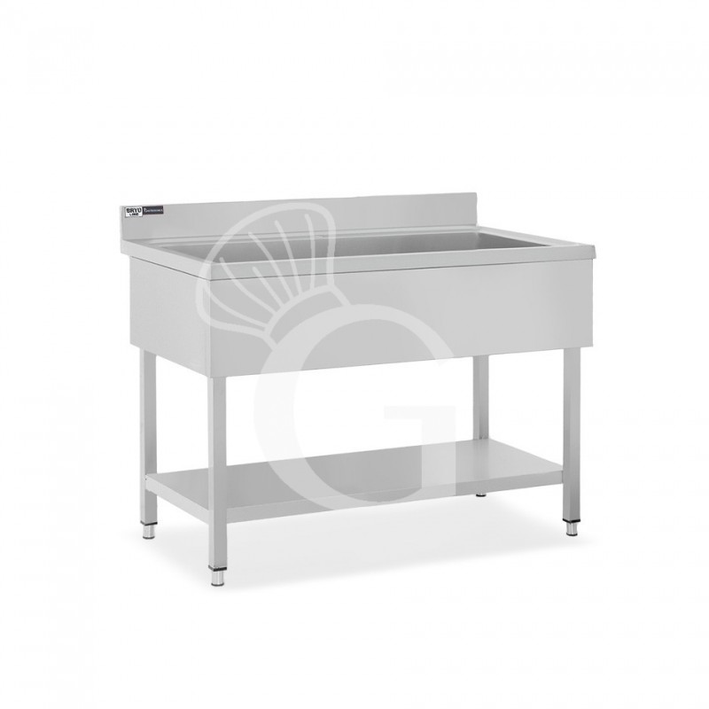 Lavapentole acciaio, 1 ripiano, alzatina, 1 vasca, L 1000 x P 600 x H 965 mm - con foro rubinetto Ø 32 mm