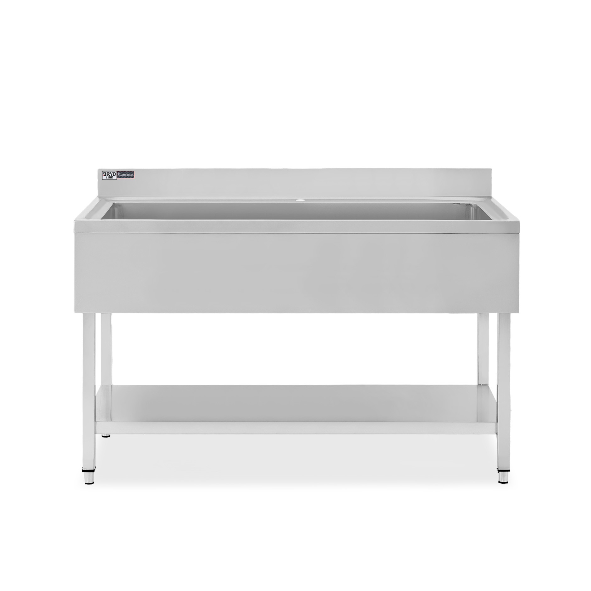 Lavapentole inox, 1 ripiano, alzatina, 1 vasca, L 1600 x P 700 x H 965 mm - con foro rubinetto Ø 32 mm