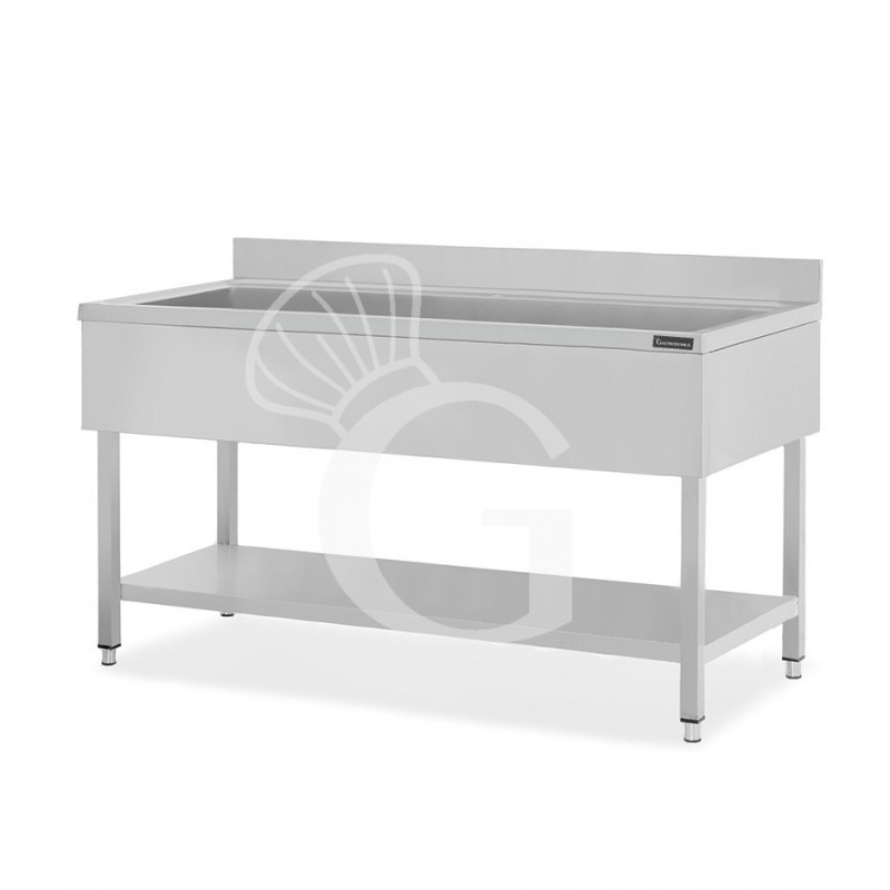 Lavapentole semplice in acciaio inox, 1 ripiano, alzatina, 1 vasca, L 2000 x P 700 x H 950 mm