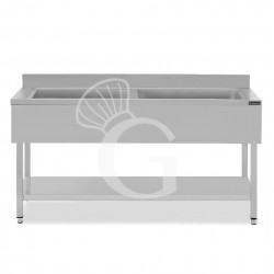 Lavapentole semplice in acciaio inox,1 ripiano,alzatina,2 vasche L2000xP700xH950mm