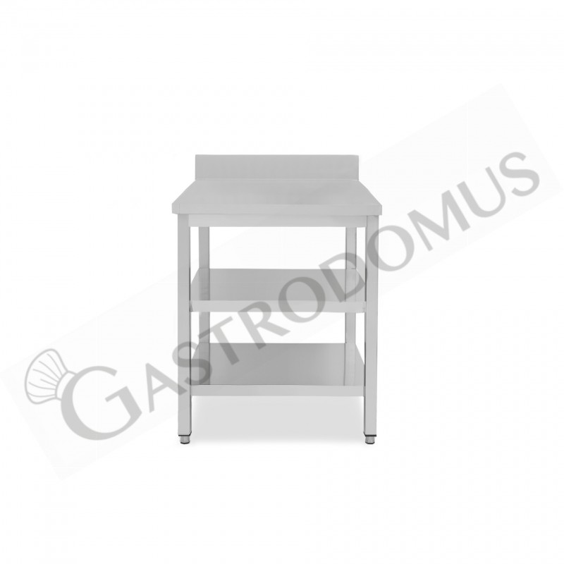 Tavolo inox 2 ripiani alzatina L 400 mm x P 600 mm x H 965 mm Tavolo inox 2 ripiani alzatina L 400 mm x P 600 mm x H 965 mm