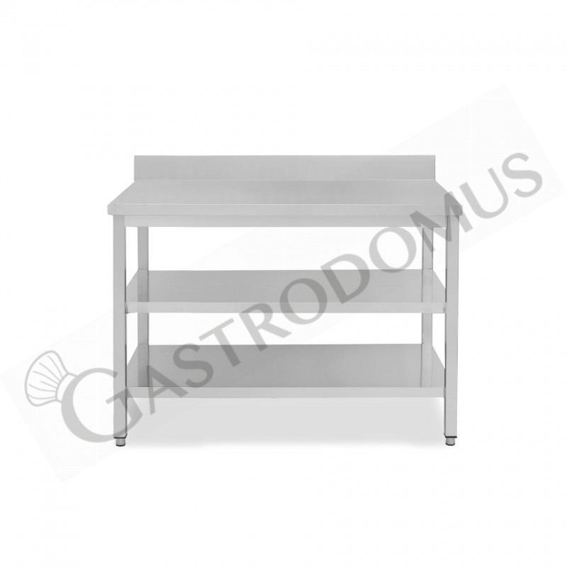 Tavolo inox 2 ripiani alzatina L 1200 mm x P 600 mm x H 965 mm Tavolo inox 2 ripiani alzatina L 1200 mm x P 600 mm x H 965 mm