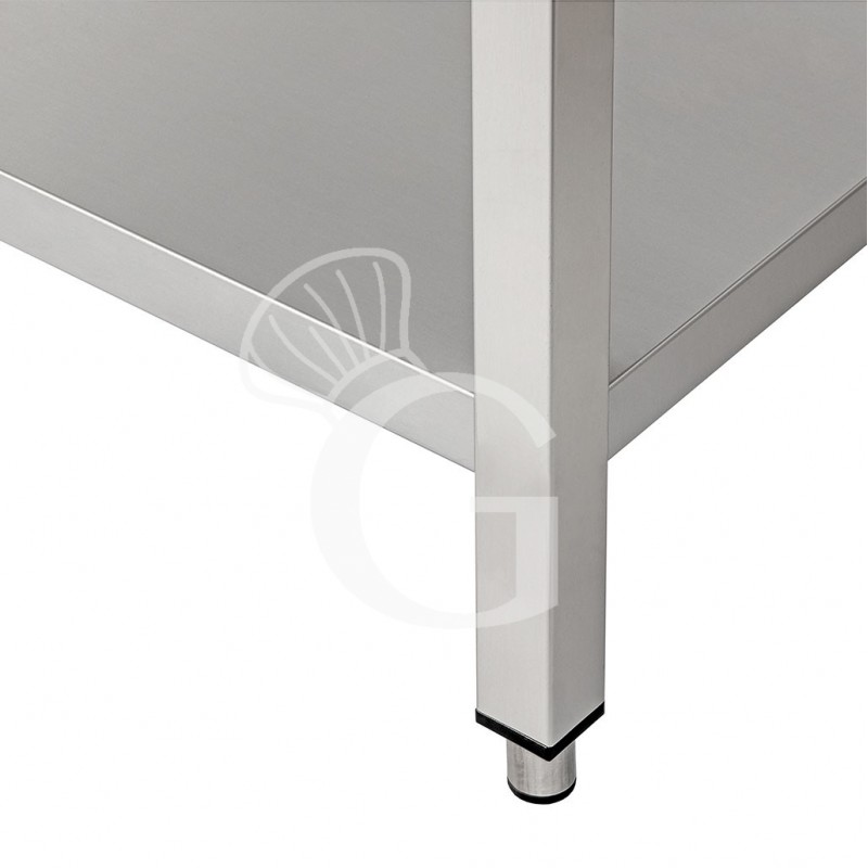Tavolo inox 2 ripiani alzatina L 1400 mm x P 600 mm x H 965 mm