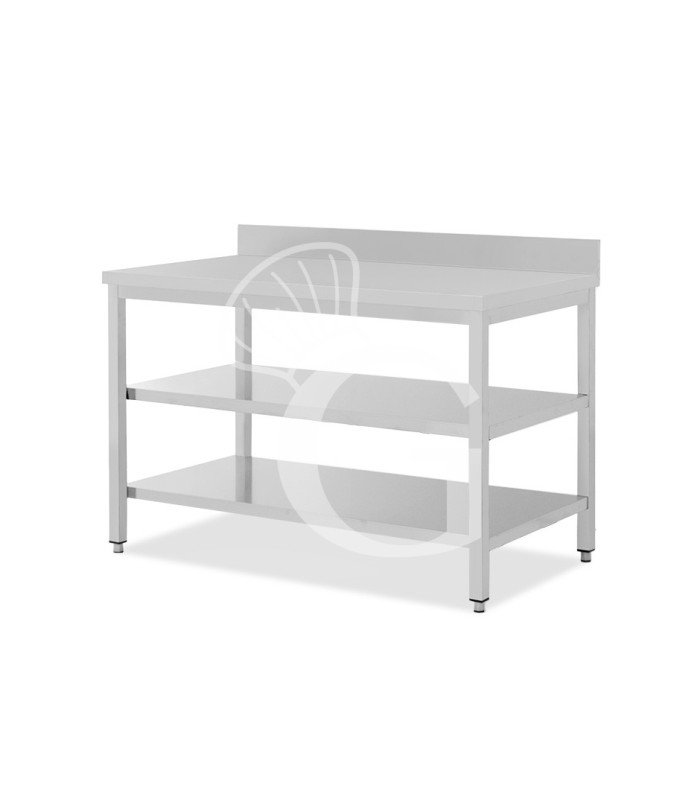 Tavolo inox 2 ripiani alzatina L 1700 mm x P 700 mm x H 950 mm