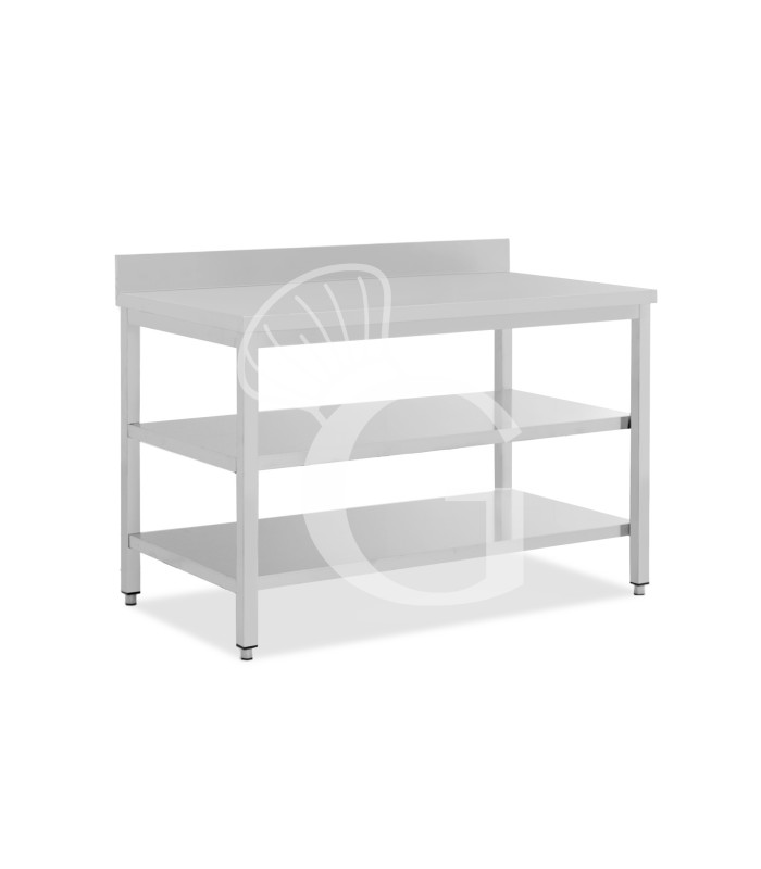 Tavolo inox 2 ripiani alzatina L 1700 mm x P 700 mm x H 950 mm