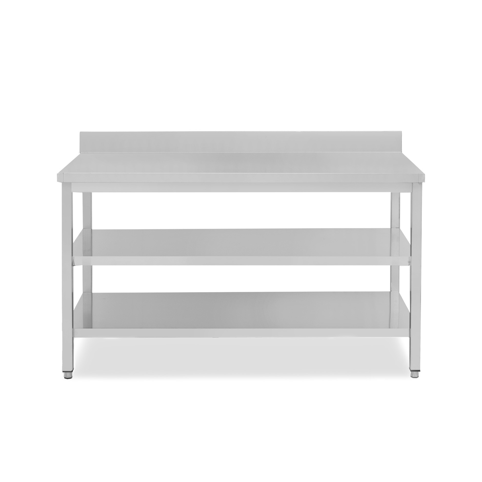 Tavolo inox 2 ripiani alzatina L 1900 mm x P 700 mm x H 965 mm