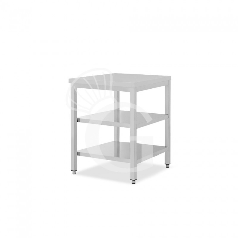 Tavolo inox 2 ripiani L 500 mm x P 700 mm x H 850 mm