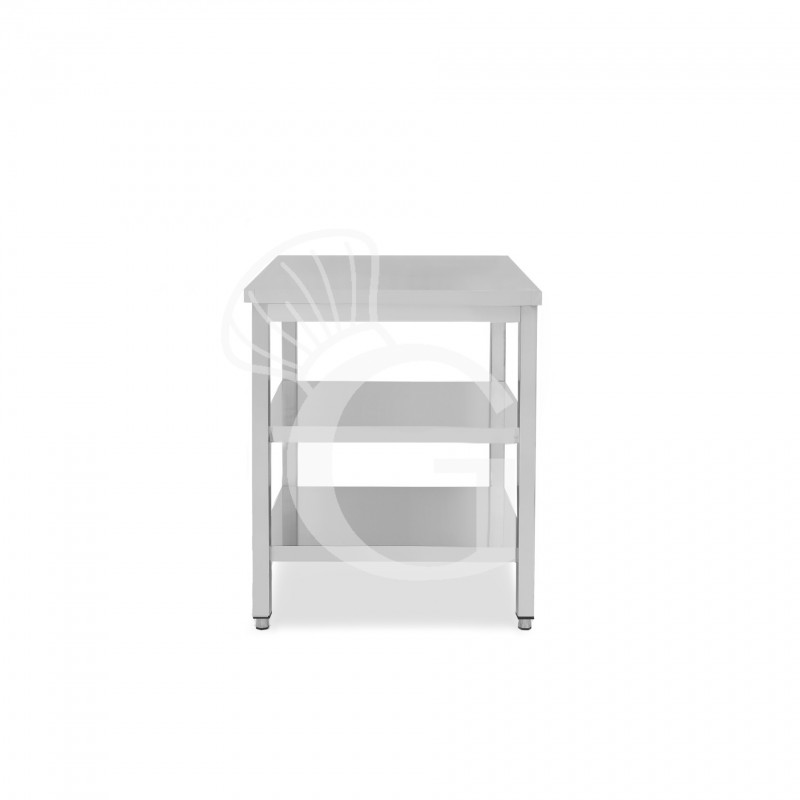 Tavolo inox 2 ripiani L 500 mm x P 700 mm x H 850 mm
