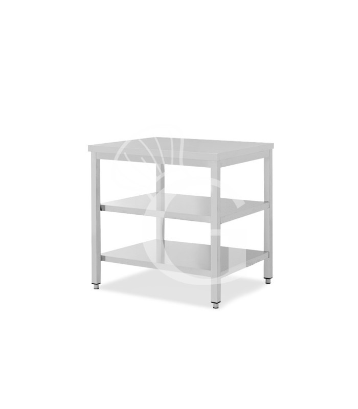 Tavolo inox 2 ripiani L 800 mm x P 700 mm x H 850 mm
