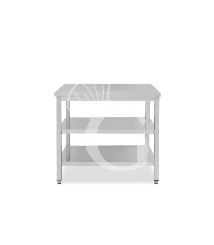 Tavolo inox 2 ripiani L 800 mm x P 700 mm x H 850 mm