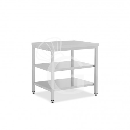 Tavolo inox 2 ripiani L 800 mm x P 800 mm x H 850 mm Tavolo inox 2 ripiani L 800 mm x P 800 mm x H 850 mm