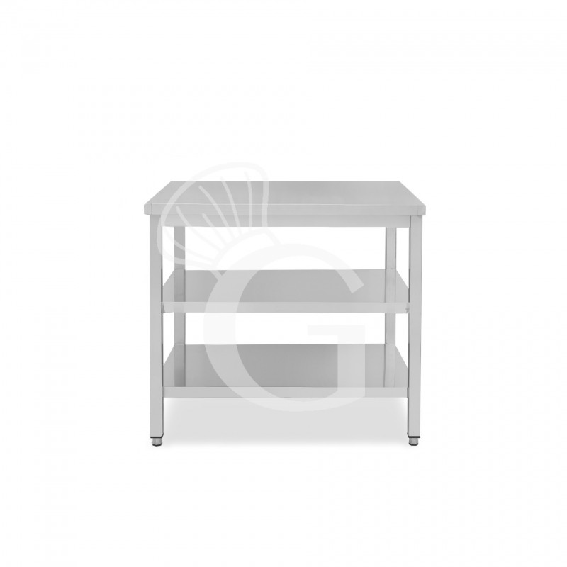Tavolo inox 2 ripiani L 900 mm x P 800 mm x H 850 mm