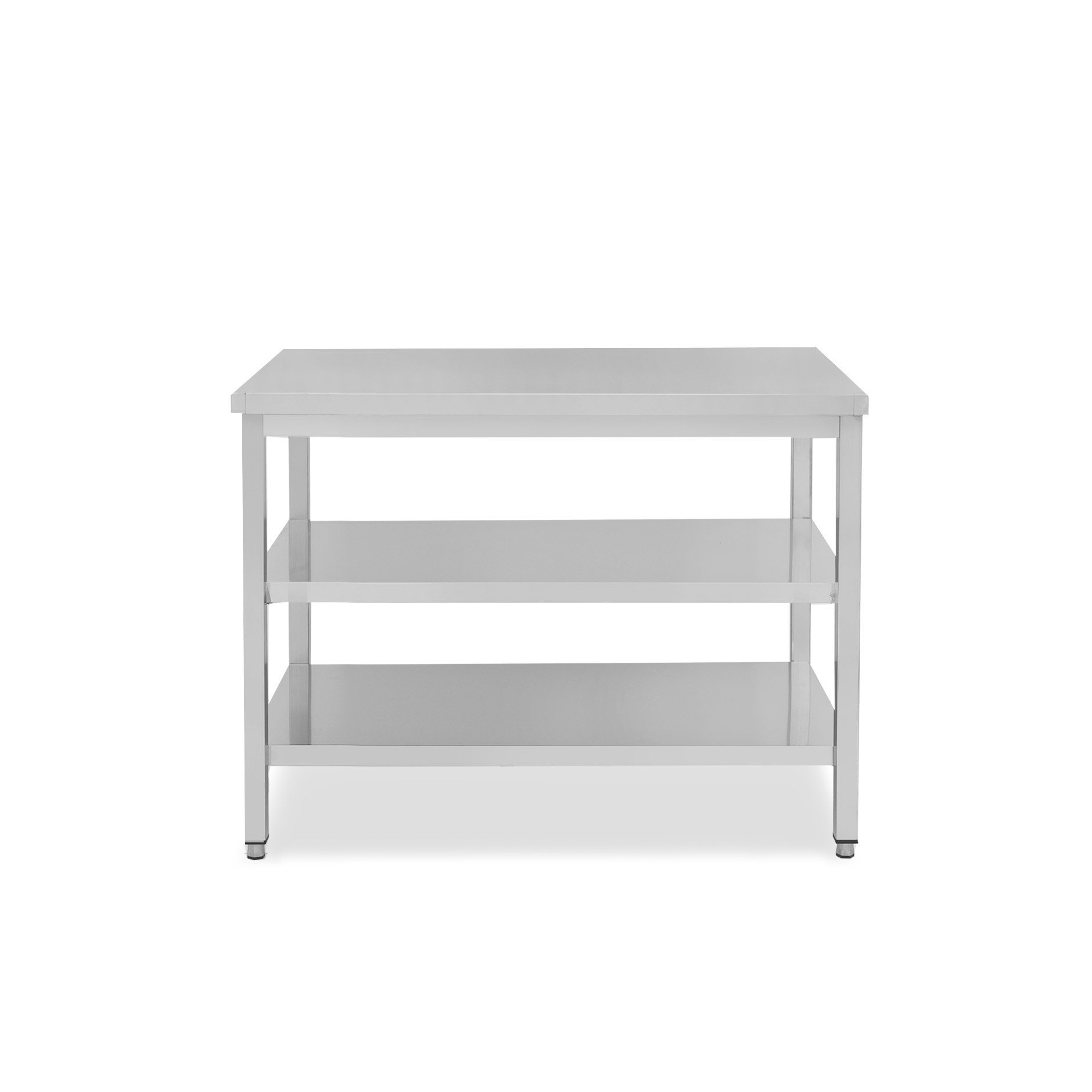 Tavolo inox 2 ripiani L 1100 mm x P 600 mm x H 865 mm