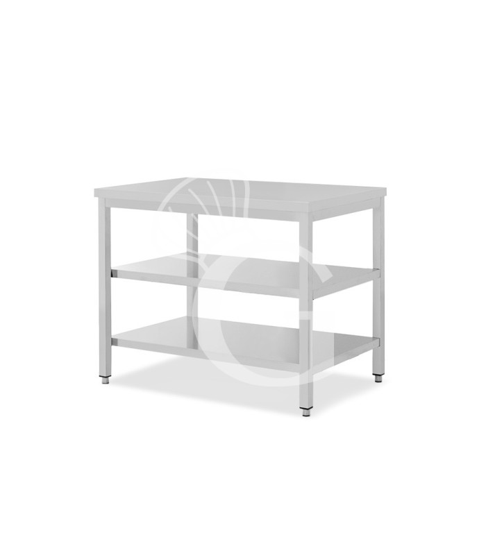 Tavolo inox 2 ripiani L 1100 mm x P 800 mm x H 850 mm
