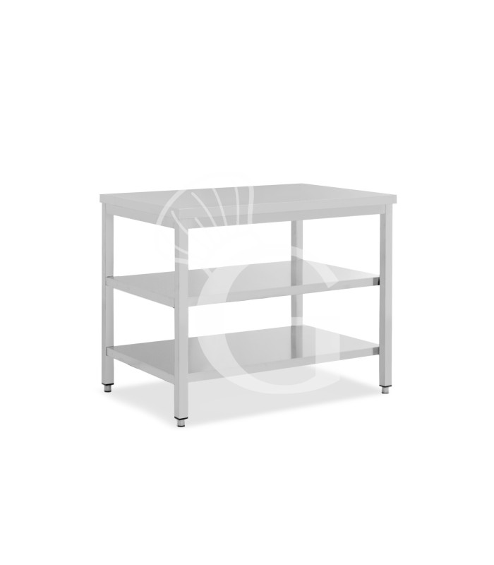Tavolo inox 2 ripiani L 1100 mm x P 800 mm x H 850 mm