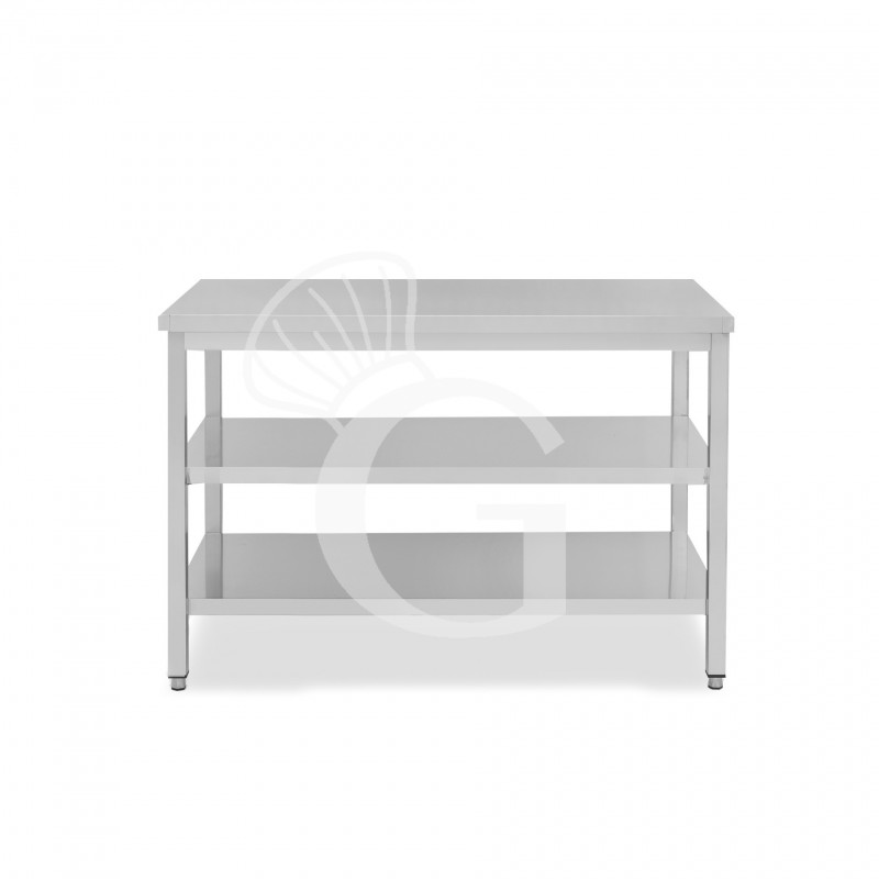 Tavolo inox 2 ripiani L 1400 mm x P 800 mm x H 865 mm Tavolo inox 2 ripiani L 1400 mm x P 800 mm x H 865 mm