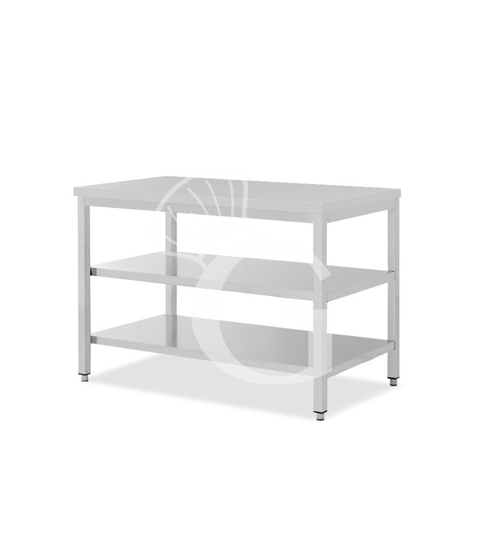 Tavolo inox 2 ripiani L 1500 mm x P 800 mm x H 865 mm