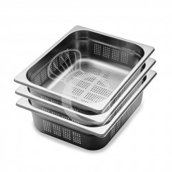 Vasca inox forata di dimensioni GN1/1 - H 100 mm