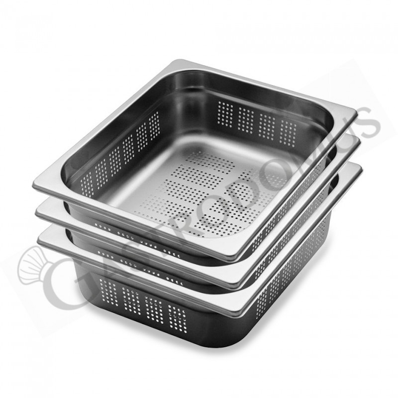 Vasca inox forata di dimensioni GN1/1 - H 100 mm