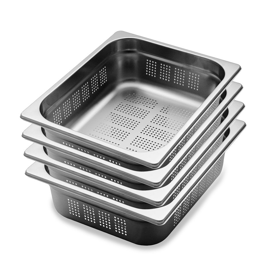 Vasca inox forata di dimensioni GN1/1 - H 100 mm