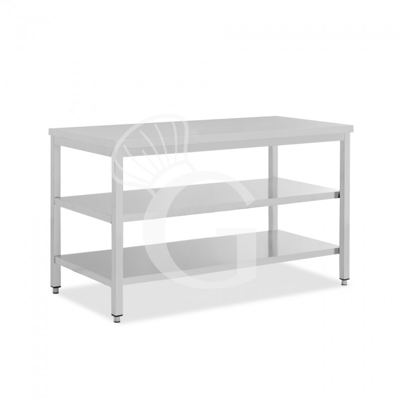 Tavolo inox 2 ripiani L 1900 mm x P 700 mm x H 865 mm
