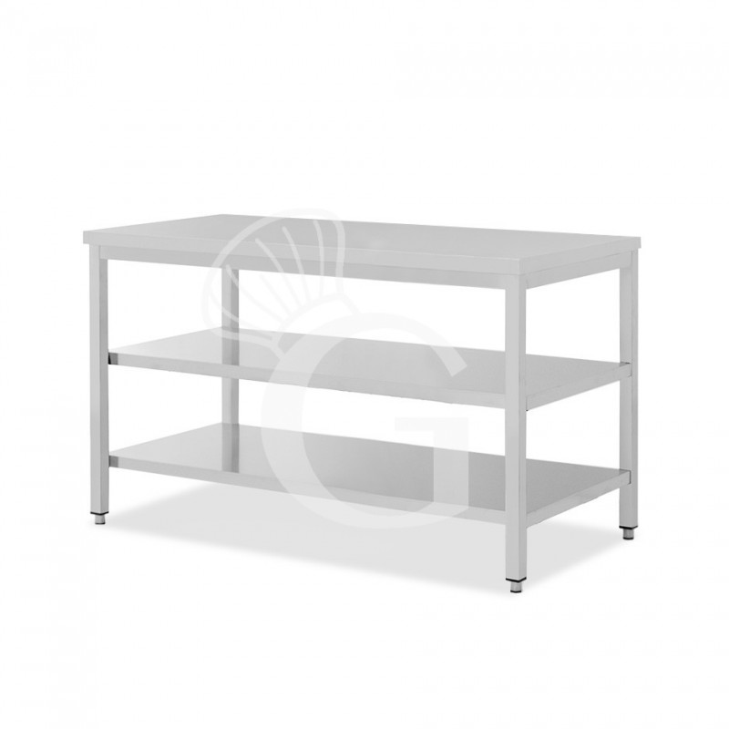 Tavolo inox 2 ripiani L 1800 mm x P 800 mm x H 850 mm