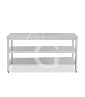Tavolo inox 2 ripiani L 2000 mm x P 600 mm x H 865 mm