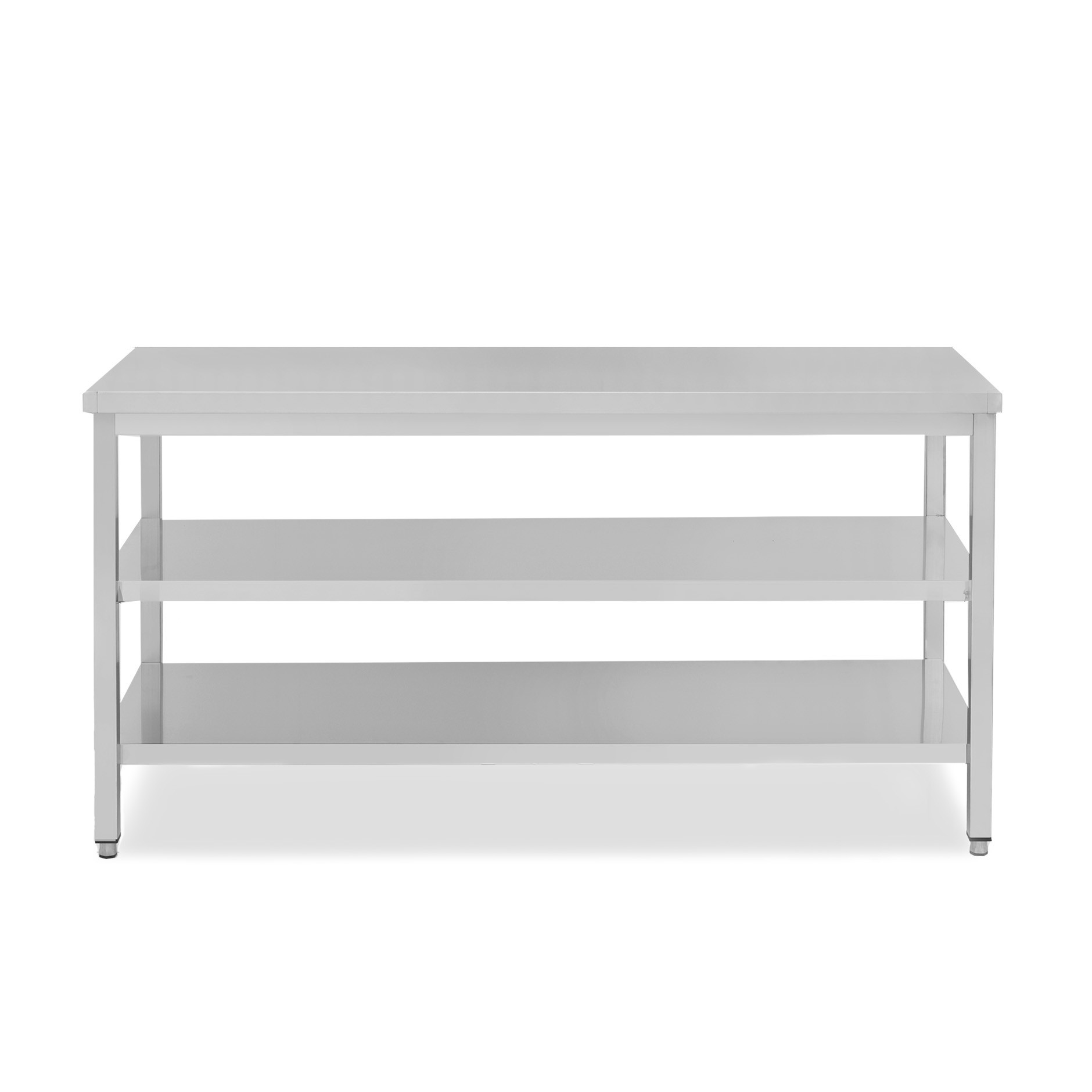 Tavolo inox 2 ripiani L 2000 mm x P 600 mm x H 865 mm