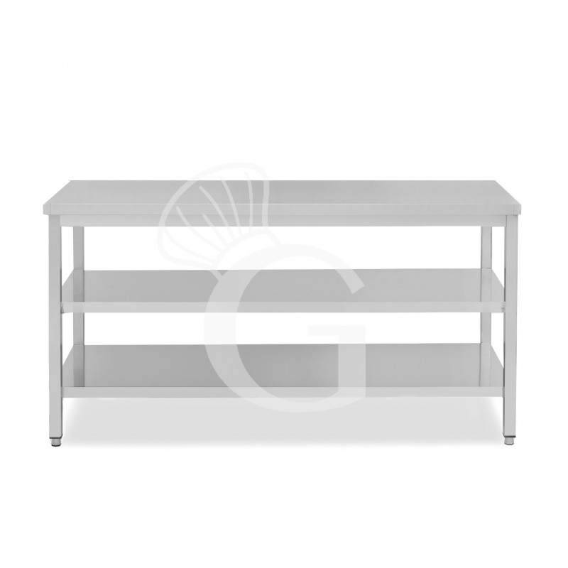 Tavolo inox 2 ripiani L 2000 mm x P 700 mm x H 865 mm