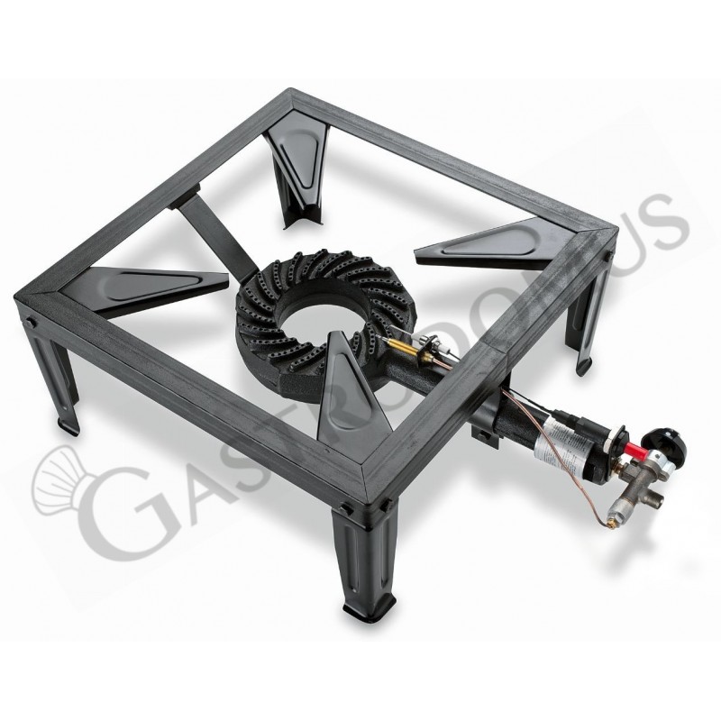 Fornellone in ghisa con valvola e accensione piezoelettrica - L 560 mm x P 400 mm x H 180 mm Fornellone in ghisa con valvola e accensione piezoelettrica - L 560 mm x P 400 mm x H 180 mm
