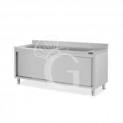 Lavatoio su armadio, porte scorrevoli, 2 vasche, alzatina, L 1800 x P 600 x H 950 mm