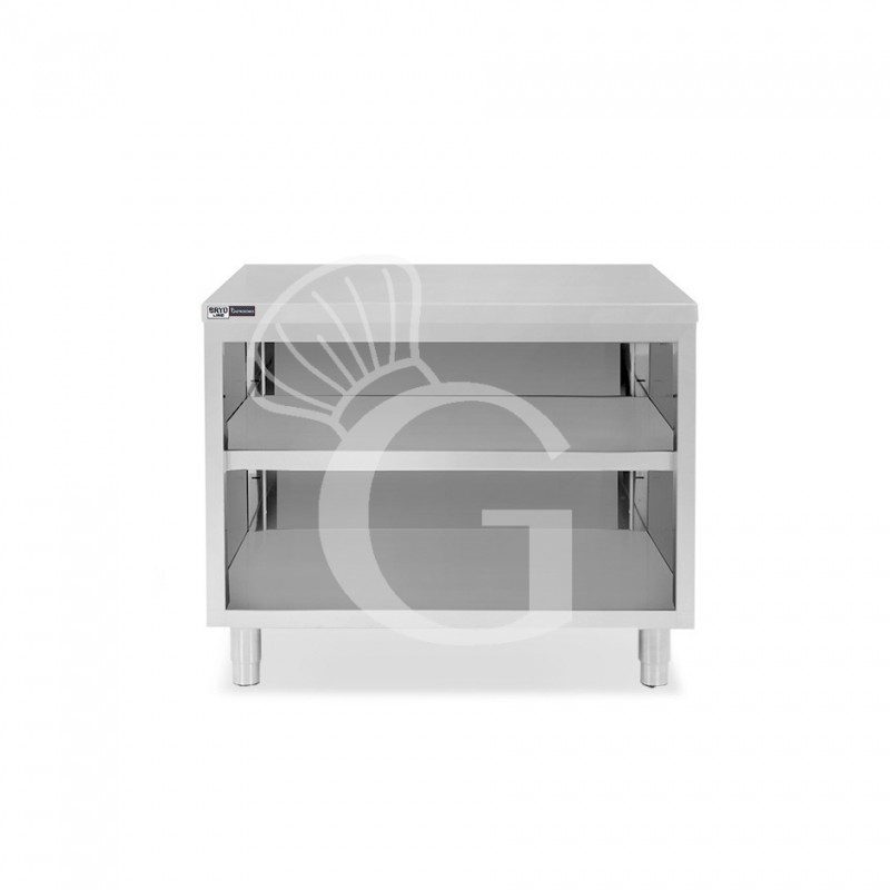 Tavolo a giorno in acciaio inox con 2 ripiani L 1100 mm x P 700 mm x H 865 mm Tavolo a giorno in acciaio inox con 2 ripiani L 1100 mm x P 700 mm x H 865 mm