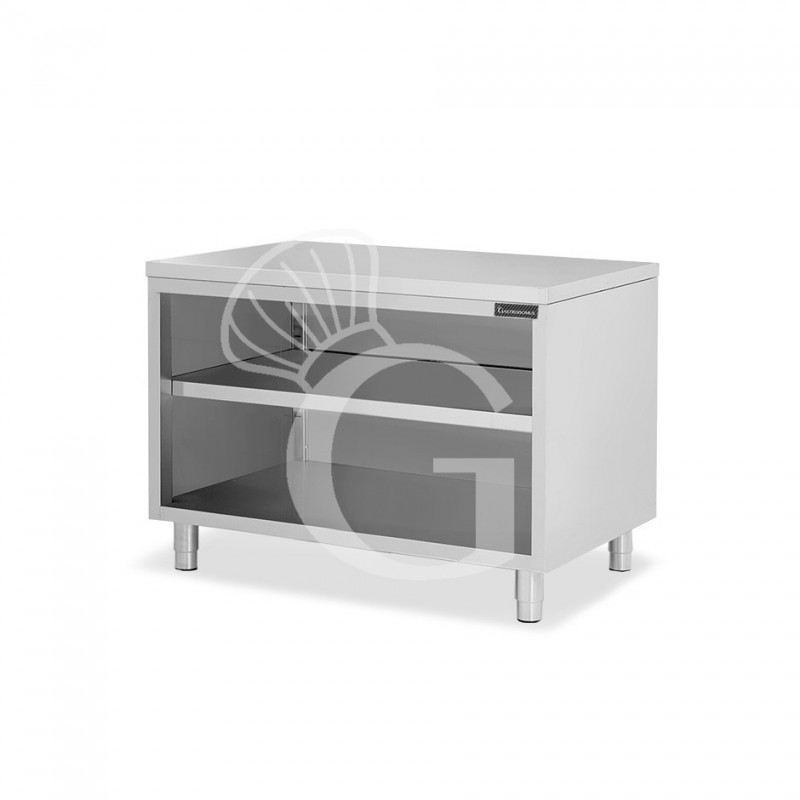 Tavolo a giorno in acciaio inox con 2 ripiani L 1200 mm x P 600 mm x H 850 mm Tavolo a giorno in acciaio inox con 2 ripiani L 1200 mm x P 600 mm x H 850 mm