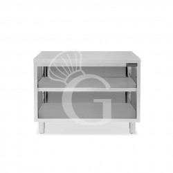 Tavolo a giorno in acciaio inox con 2 ripiani L 1300 mm x P 600 mm x H 850 mm