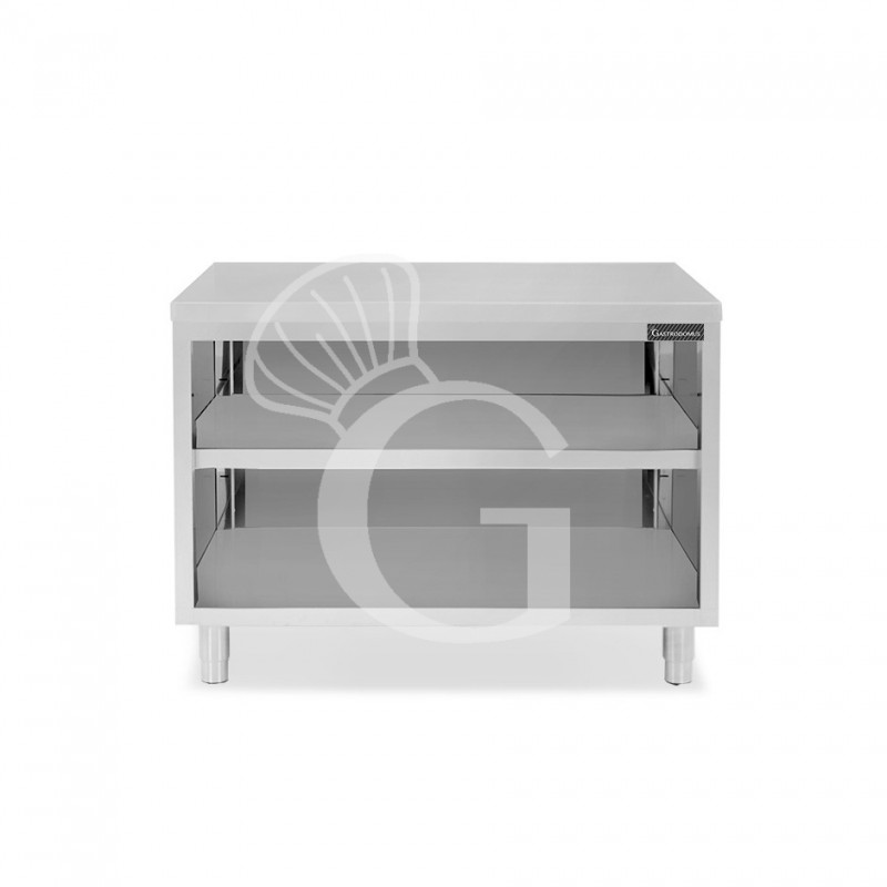 Tavolo a giorno in acciaio inox con 2 ripiani L 1200 mm x P 700 mm x H 850 mm
