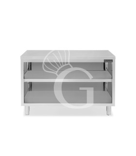 Tavolo a giorno in acciaio inox con 2 ripiani L 1500 mm x P 600 mm x H 850 mm
