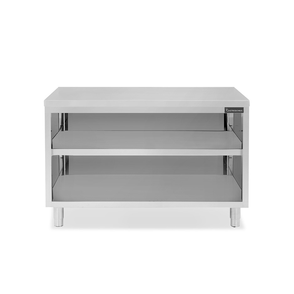 Tavolo a giorno in acciaio inox con 2 ripiani L 1500 mm x P 600 mm x H 850 mm