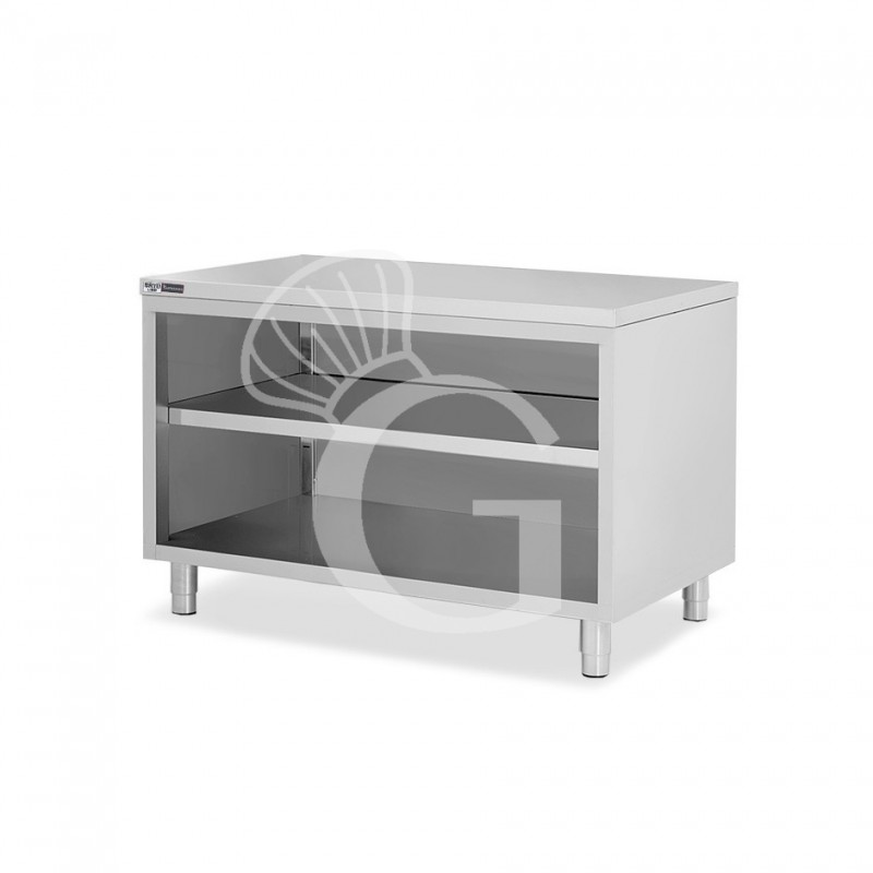 Tavolo a giorno in acciaio inox con 2 ripiani L 1400 mm x P 700 mm x H 865 mm
